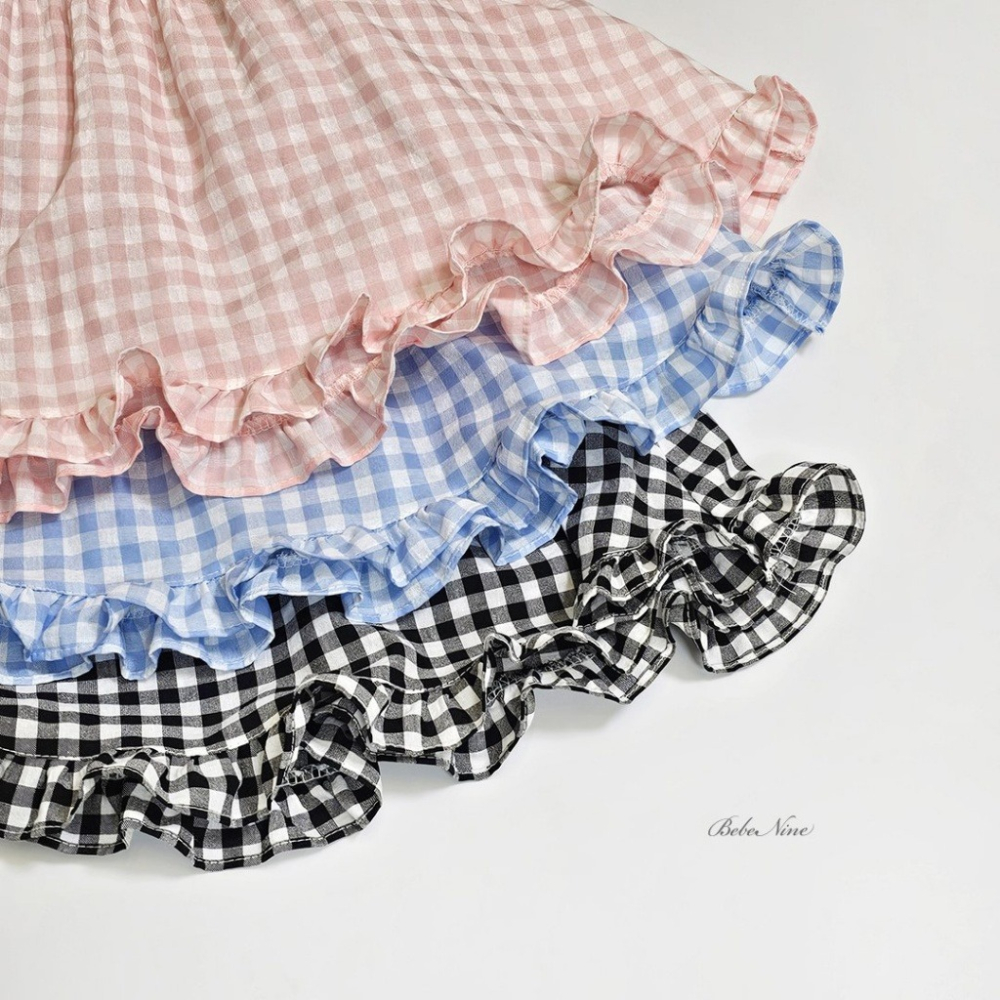 26夏 正韓 BEBENINE｜Milk Beige 經典格紋 傘狀無袖上衣-細節圖6