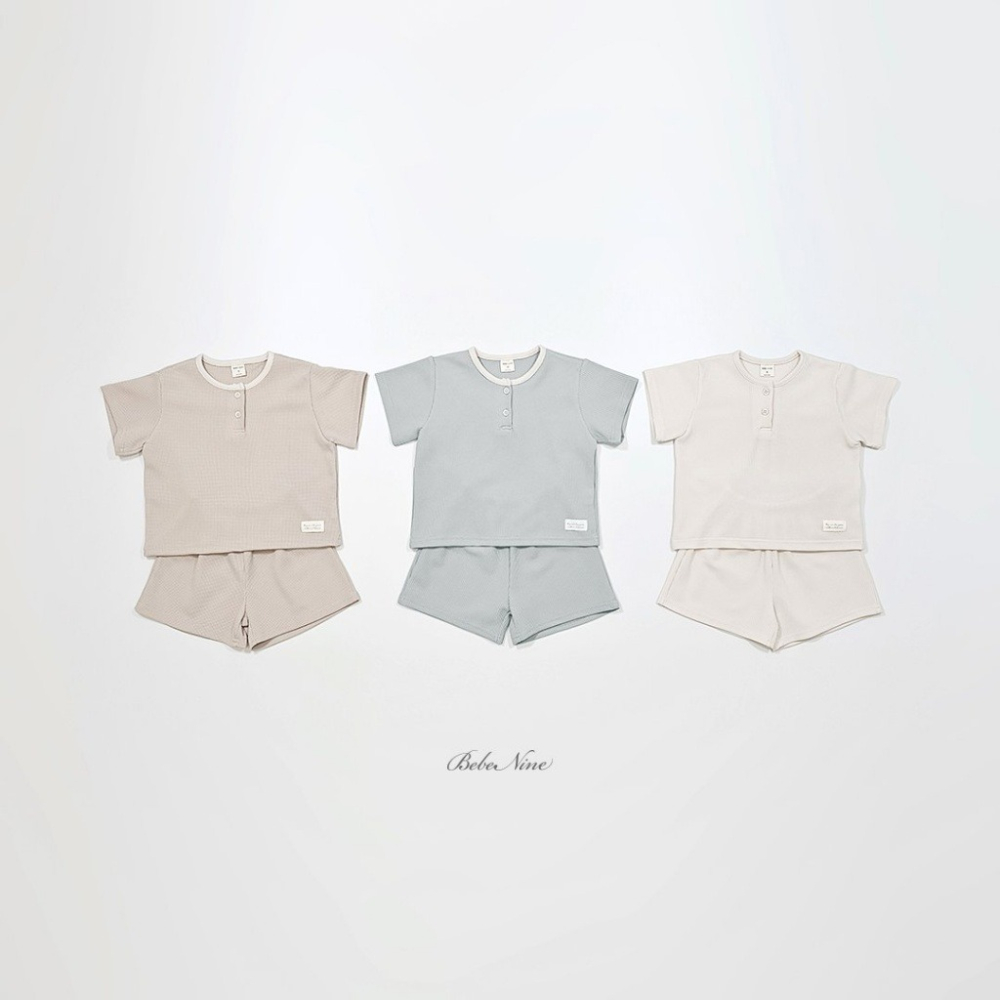 26夏 正韓 BEBENINE｜Milk Beige 舒適華夫格 短袖套裝-細節圖2