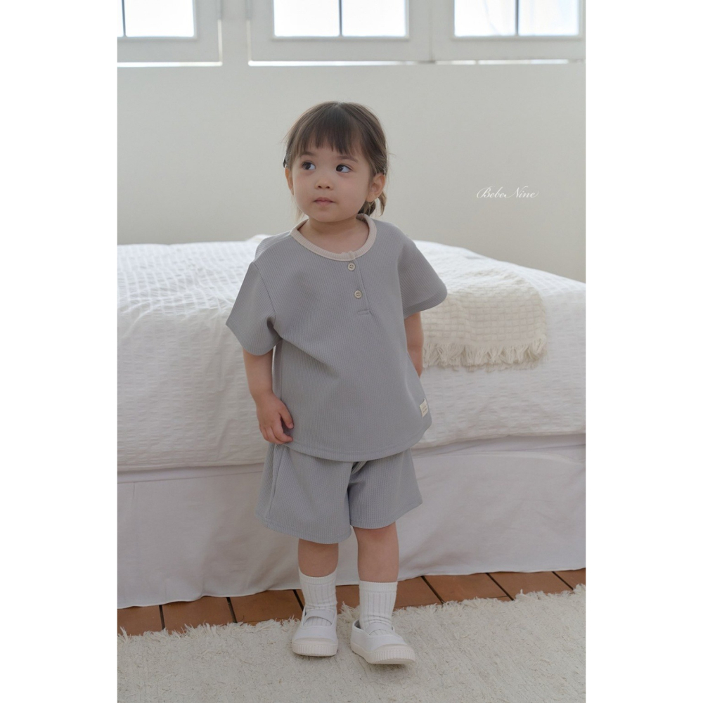 26夏 正韓 BEBENINE｜Milk Beige 舒適華夫格 短袖套裝-細節圖3