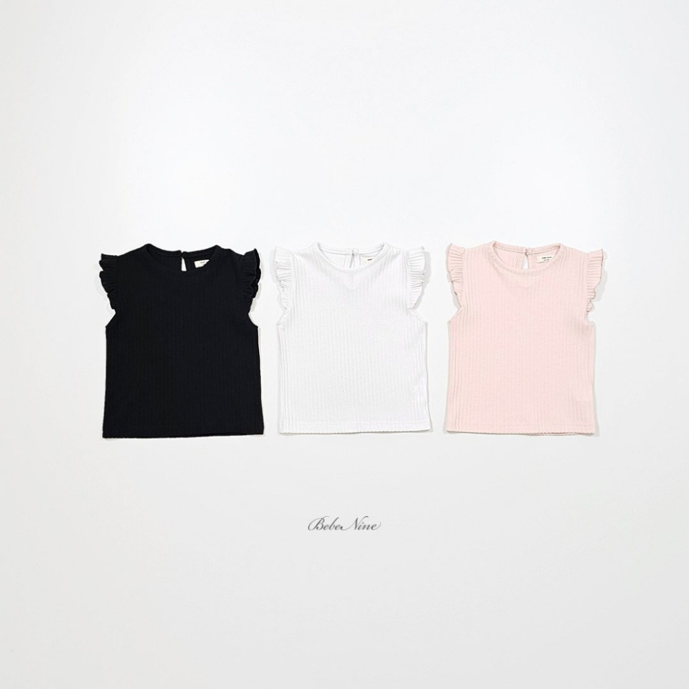 26夏 正韓 BEBENINE｜Milk Beige 坑條荷葉邊 無袖上衣-細節圖2