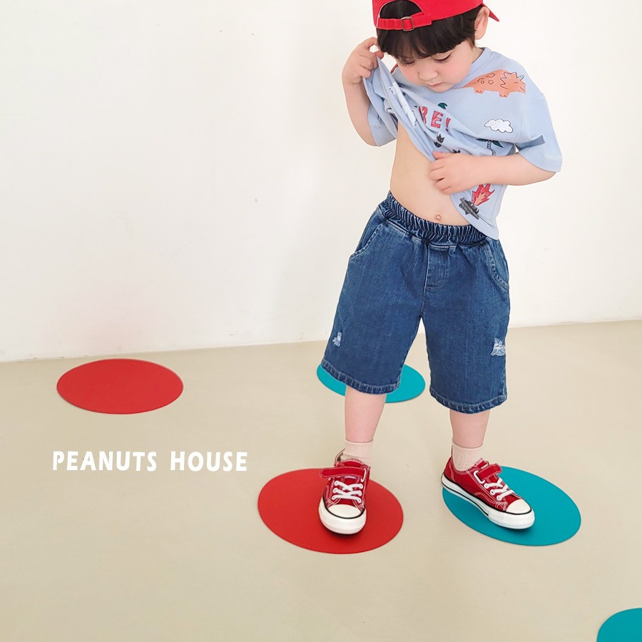 26夏 正韓 PEANUTS ｜Color Pop 小刷破 牛仔五分褲-細節圖6