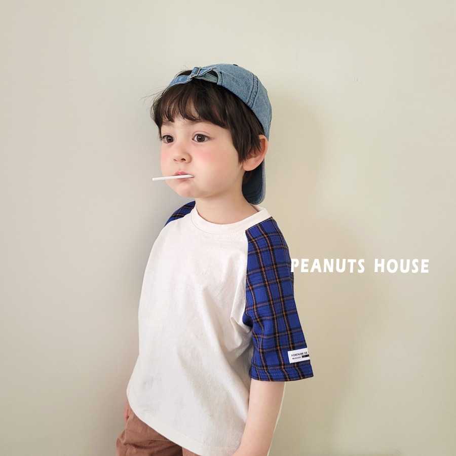 26夏 正韓 PEANUTS ｜Color Pop  格紋拼接短T-細節圖3
