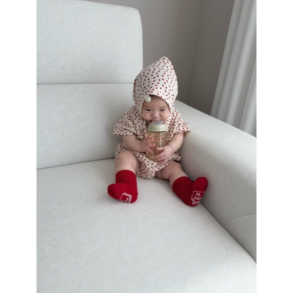 26夏 正韓 MACBEBE｜Pure Baby 草莓多多 背心、短袖套裝（三件一組）-細節圖7