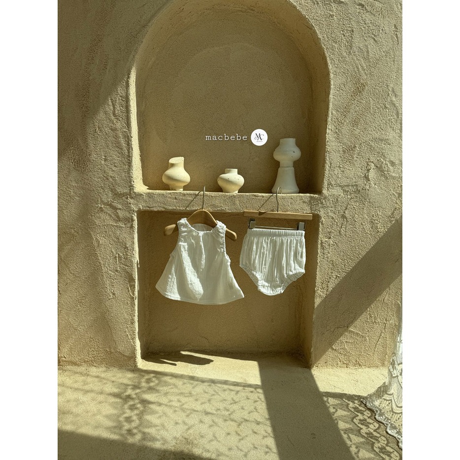 26夏 正韓 MACBEBE｜Pure Baby 簡約花紋 背心套裝-細節圖2