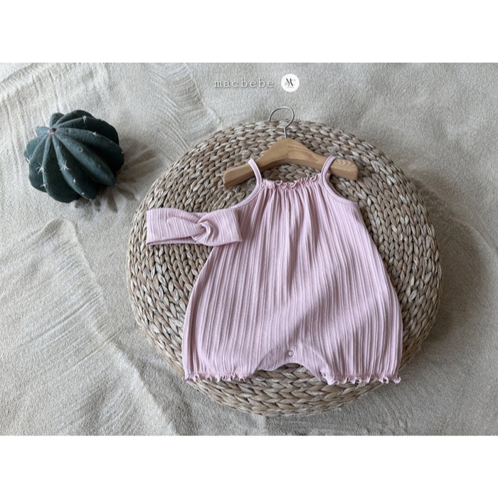 26夏 正韓 MACBEBE｜Pure Baby 質感壓紋 木耳邊 連身褲-細節圖3