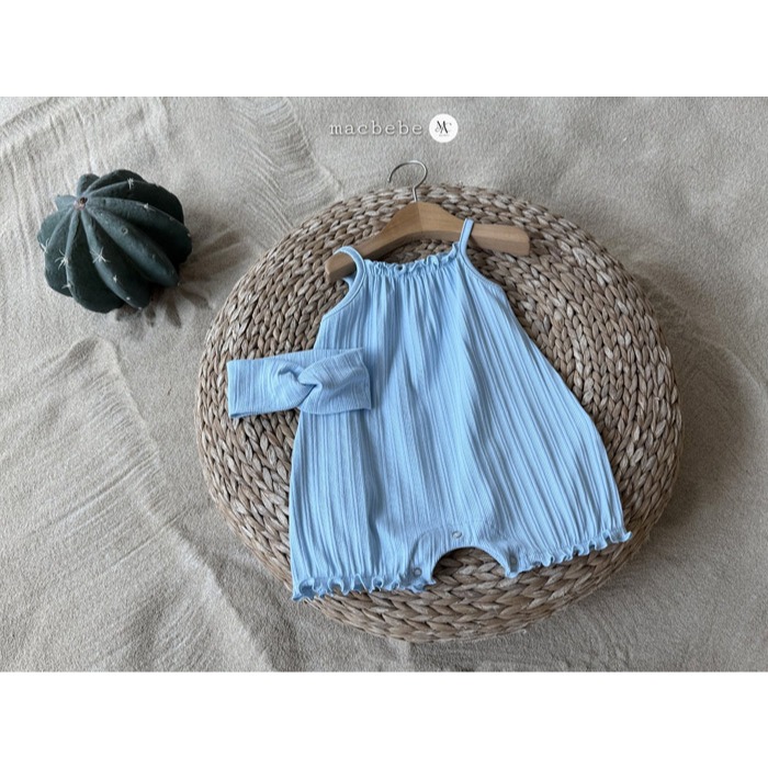26夏 正韓 MACBEBE｜Pure Baby 質感壓紋 木耳邊 連身褲-細節圖4