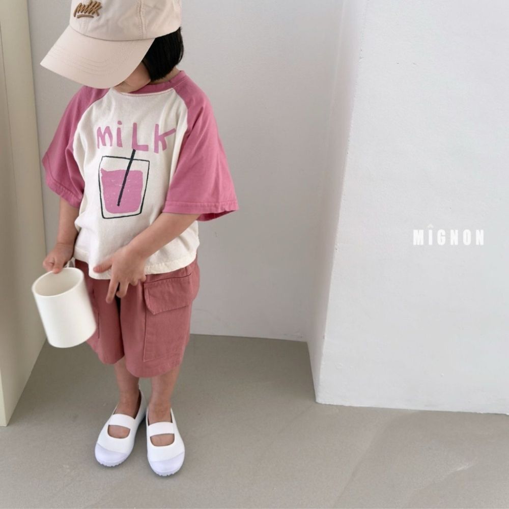 26夏 正韓 MIGNON｜Kid Casual 牛奶 印花短T-細節圖3