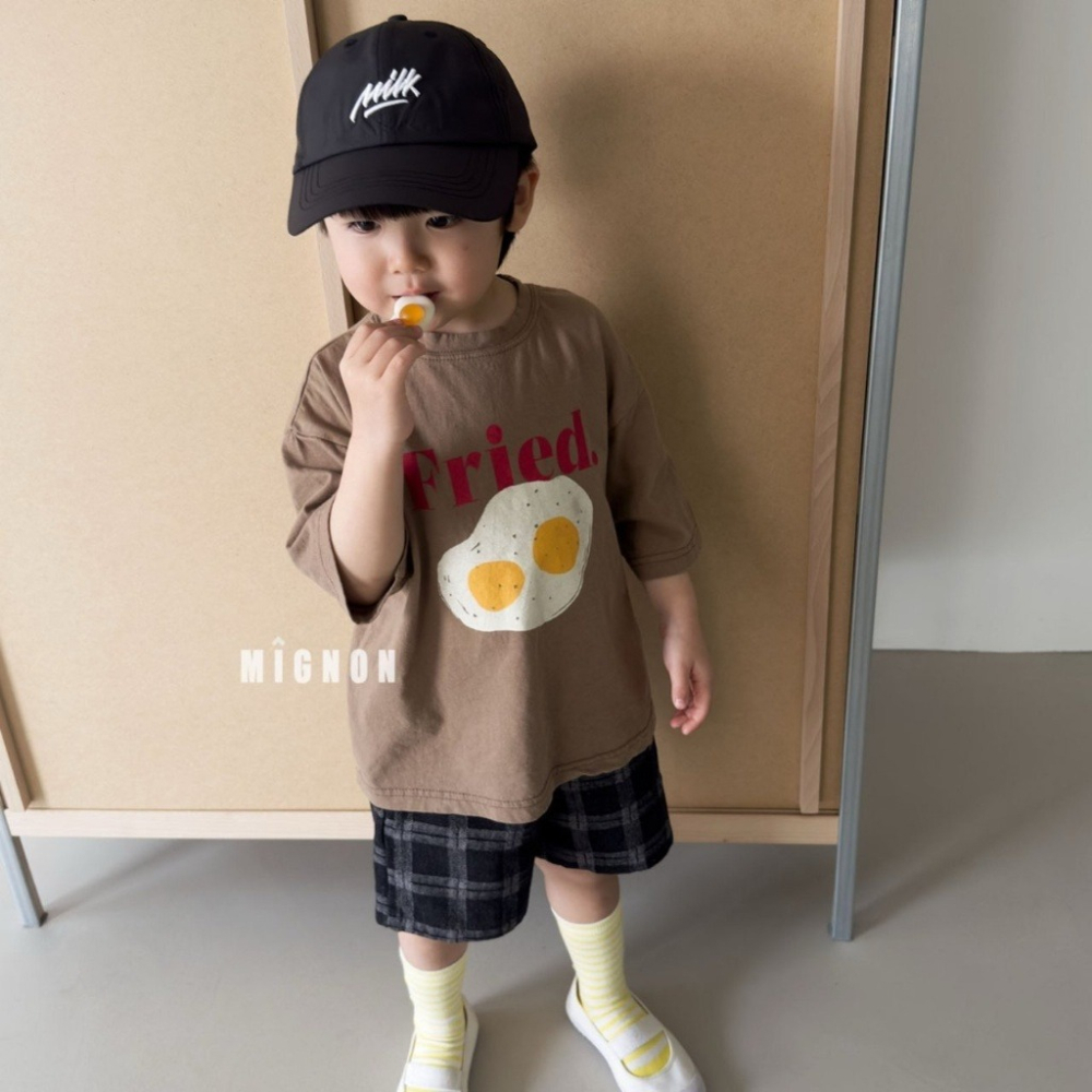 26夏 正韓 MIGNON｜Kid Casual 荷包蛋 印花短T-細節圖3