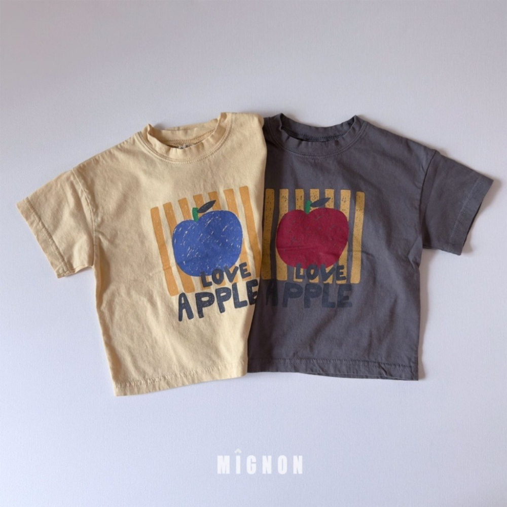 26夏 正韓 MIGNON｜Kid Casual Apple 印花短T-細節圖2