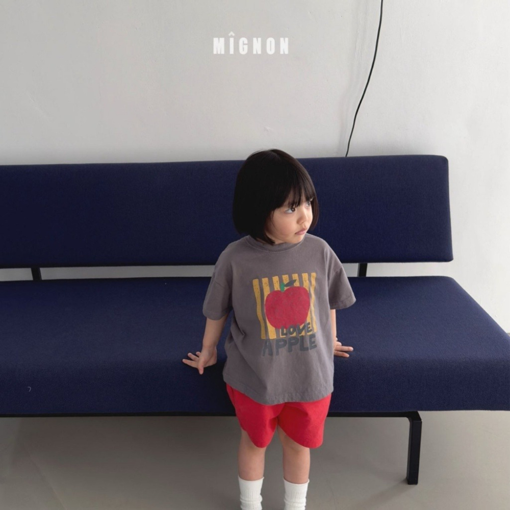 26夏 正韓 MIGNON｜Kid Casual Apple 印花短T-細節圖3