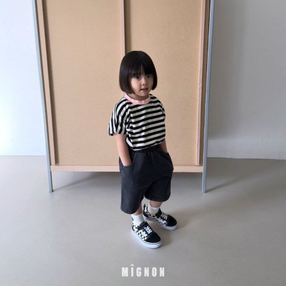 26夏 正韓 MIGNON｜Kid Casual 落肩條紋短T-細節圖7