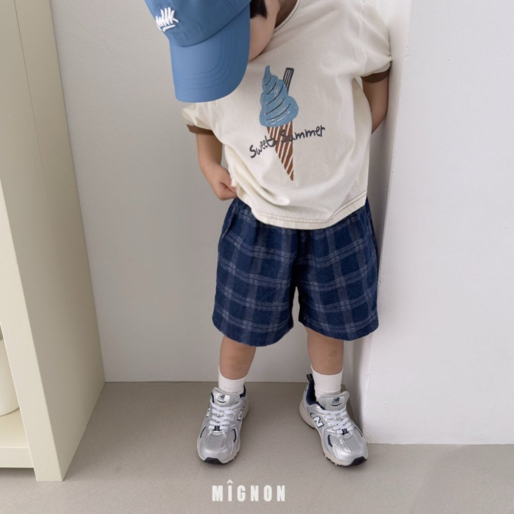 26夏 正韓 MIGNON｜Kid Casua 質感格紋 五分短褲 大推自留款-細節圖2