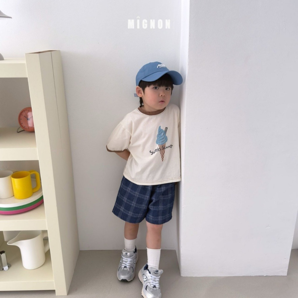 26夏 正韓 MIGNON｜Kid Casua 質感格紋 五分短褲 大推自留款-細節圖3