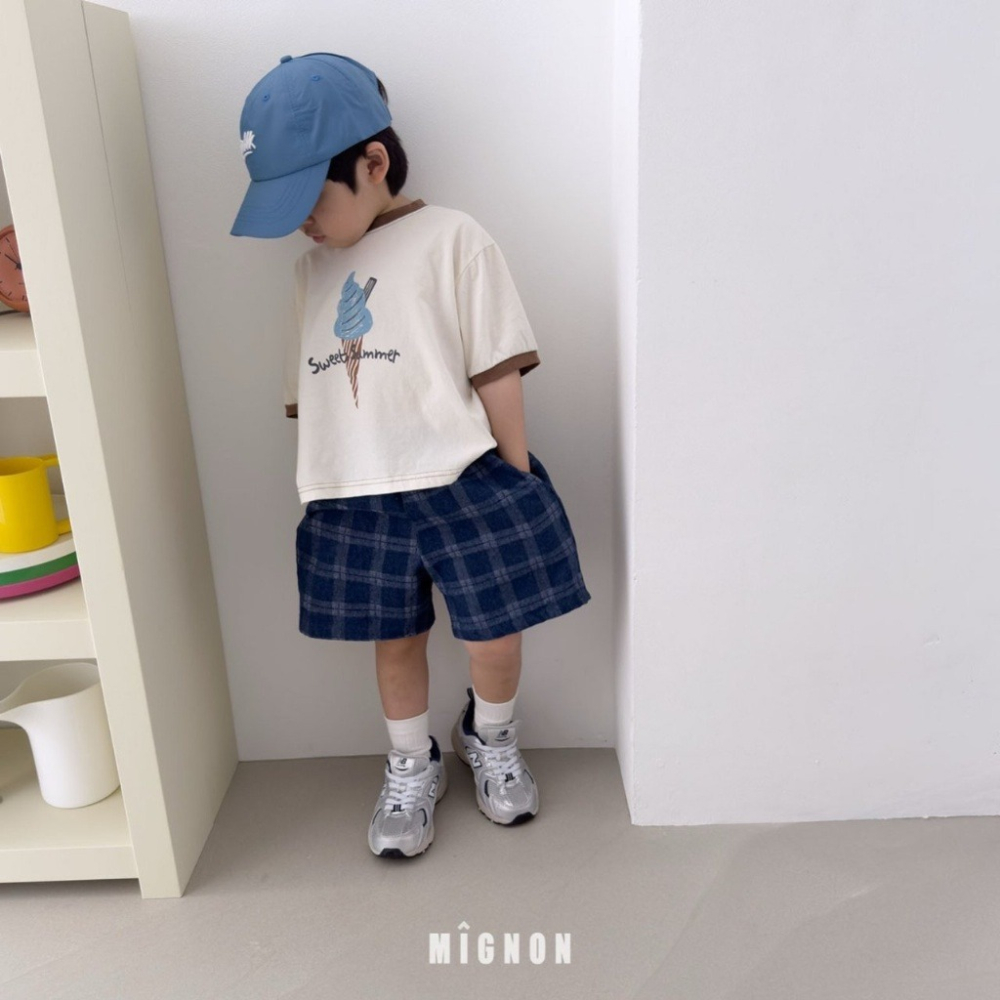 26夏 正韓 MIGNON｜Kid Casua 質感格紋 五分短褲 大推自留款-細節圖4