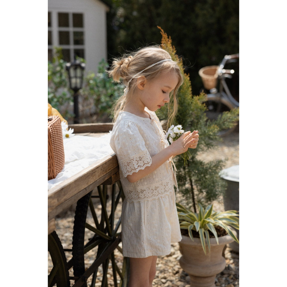 26夏 正韓 Perrobebe｜Cottage Story 蕾絲綁帶上衣套裝 大推款-細節圖4