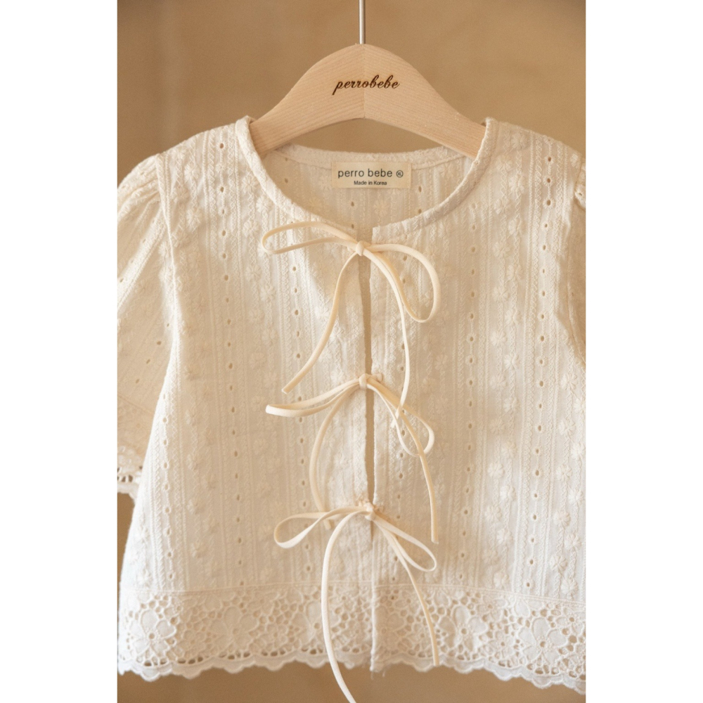 26夏 正韓 Perrobebe｜Cottage Story 蕾絲綁帶上衣套裝 大推款-細節圖8