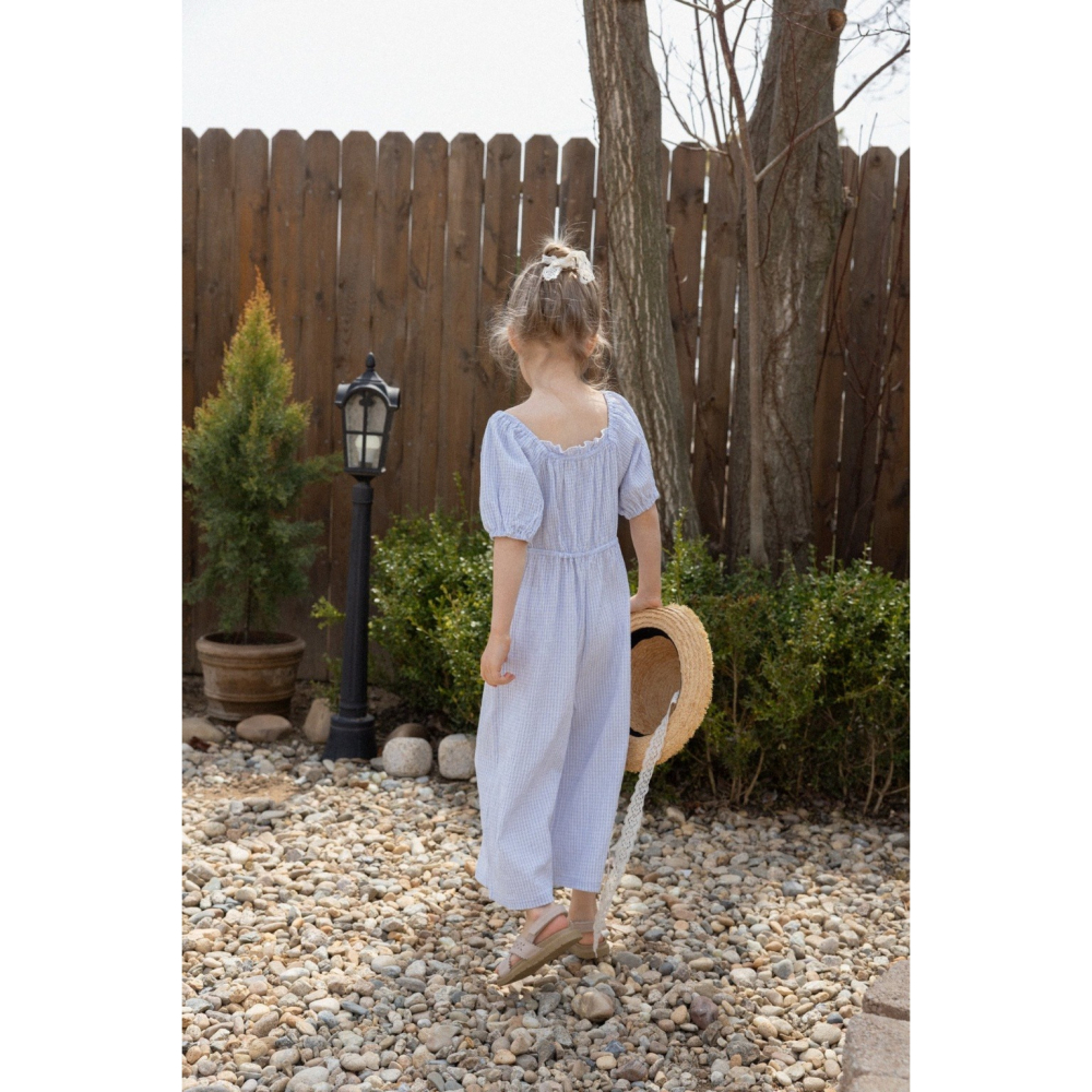 26夏 正韓 Perrobebe｜Cottage Story 細格紋 連身褲-細節圖6