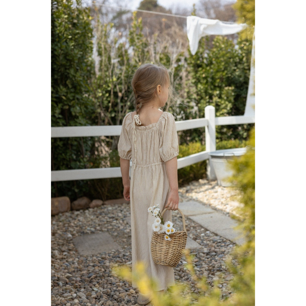 26夏 正韓 Perrobebe｜Cottage Story 細格紋 連身褲-細節圖8