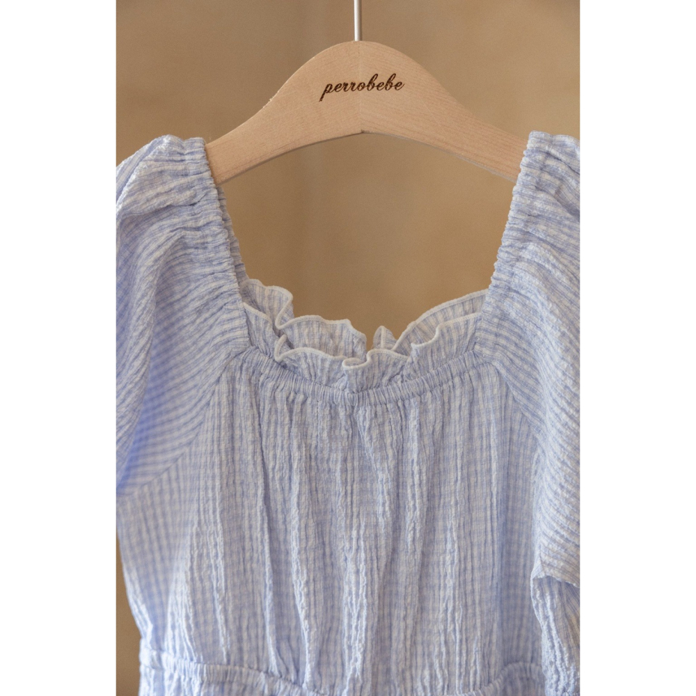 26夏 正韓 Perrobebe｜Cottage Story 細格紋 連身褲-細節圖10