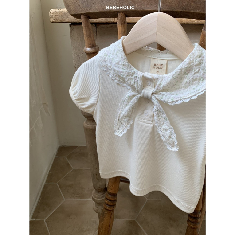 26夏 正韓 BEBEHOLIC｜Pure Lace 小碎花 小船領 上衣-細節圖2