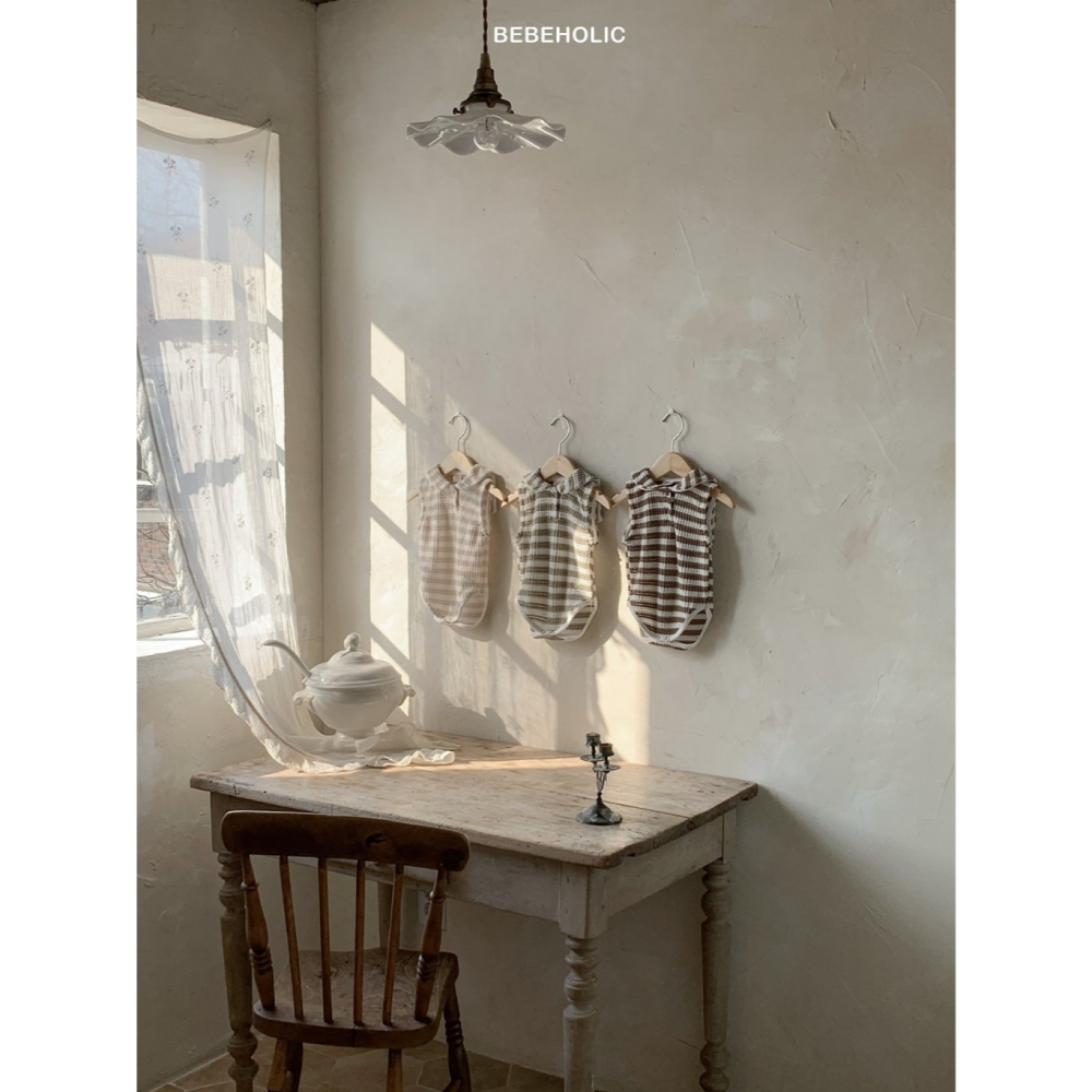 26夏 正韓 BEBEHOLIC｜Pure Lace 復古配色 條紋包屁衣-細節圖2