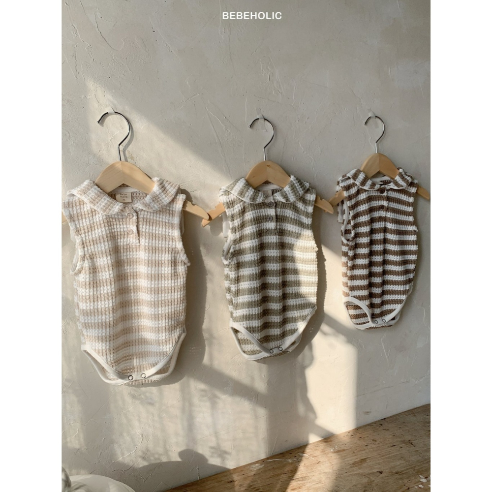 26夏 正韓 BEBEHOLIC｜Pure Lace 復古配色 條紋包屁衣-細節圖3