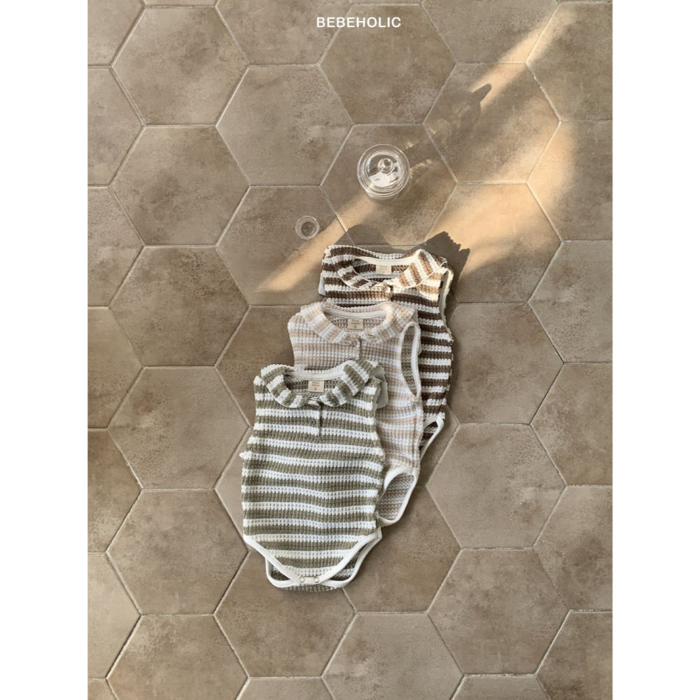 26夏 正韓 BEBEHOLIC｜Pure Lace 復古配色 條紋包屁衣-細節圖4