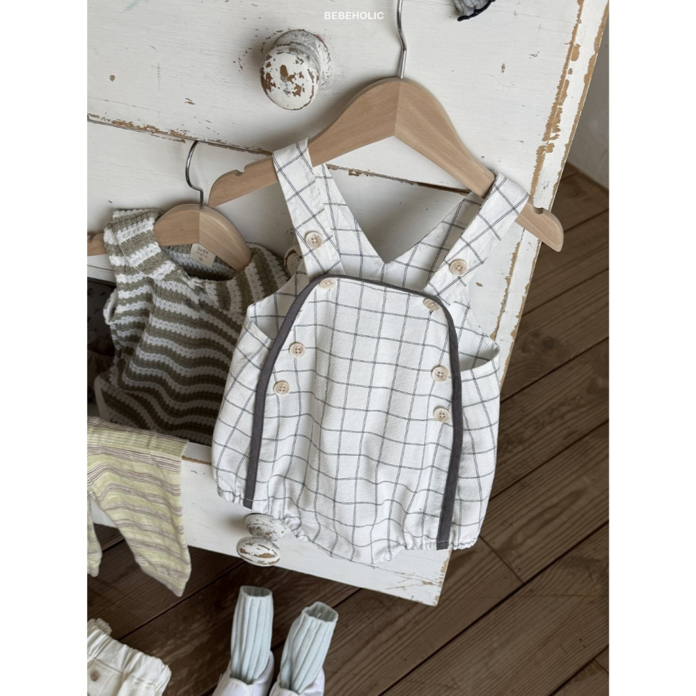 26夏 正韓 BEBEHOLIC｜Pure Lace 滾邊大方格 包屁衣-細節圖4