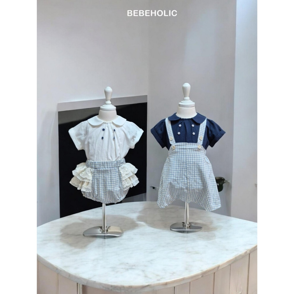 26夏 正韓 BEBEHOLIC｜Pure Lace 超可愛  格紋吊帶短褲-細節圖6