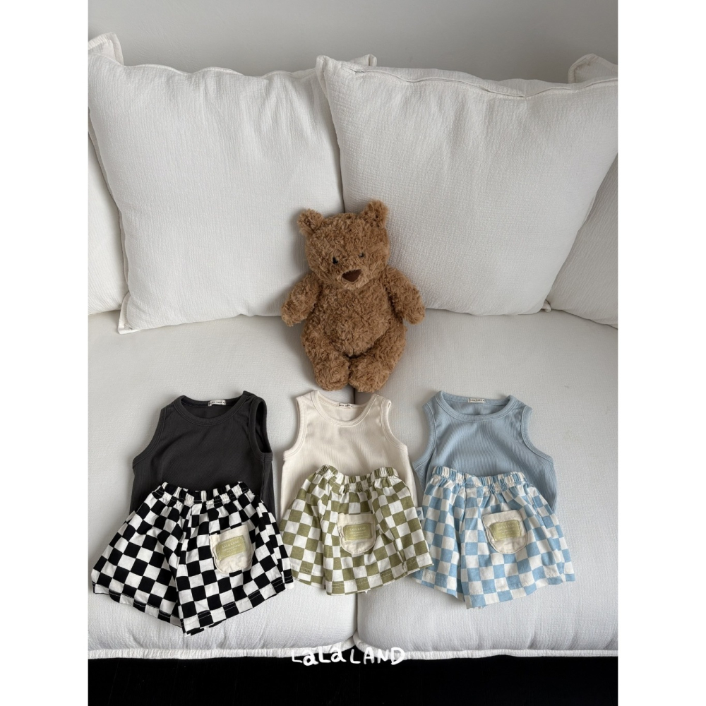 26夏 正韓 LALALAND｜Summer Scoop 棋盤格紋 短褲 baby款-細節圖5
