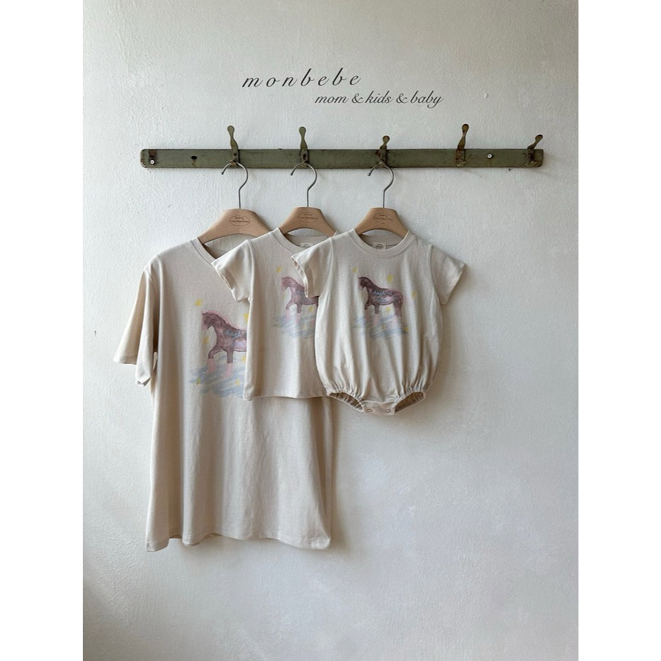 26夏 正韓 MONBEBE｜Little Château 休閒感 馬兒 包屁衣 baby款-細節圖4
