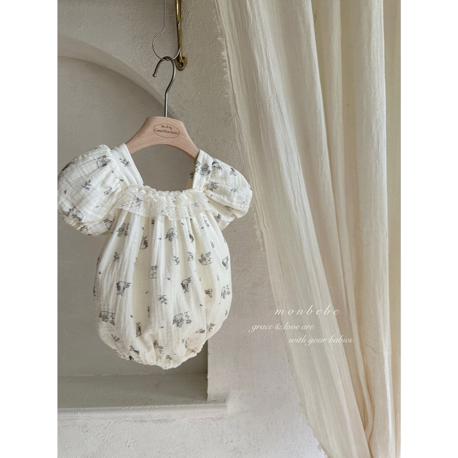 26夏 正韓 MONBEBE｜Little Château bunny 棉紗感 包屁衣 baby款-細節圖2