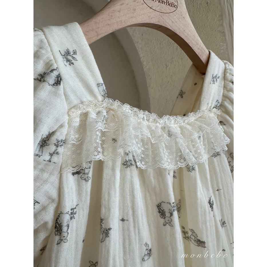 26夏 正韓 MONBEBE｜Little Château bunny 棉紗感 包屁衣 baby款-細節圖3