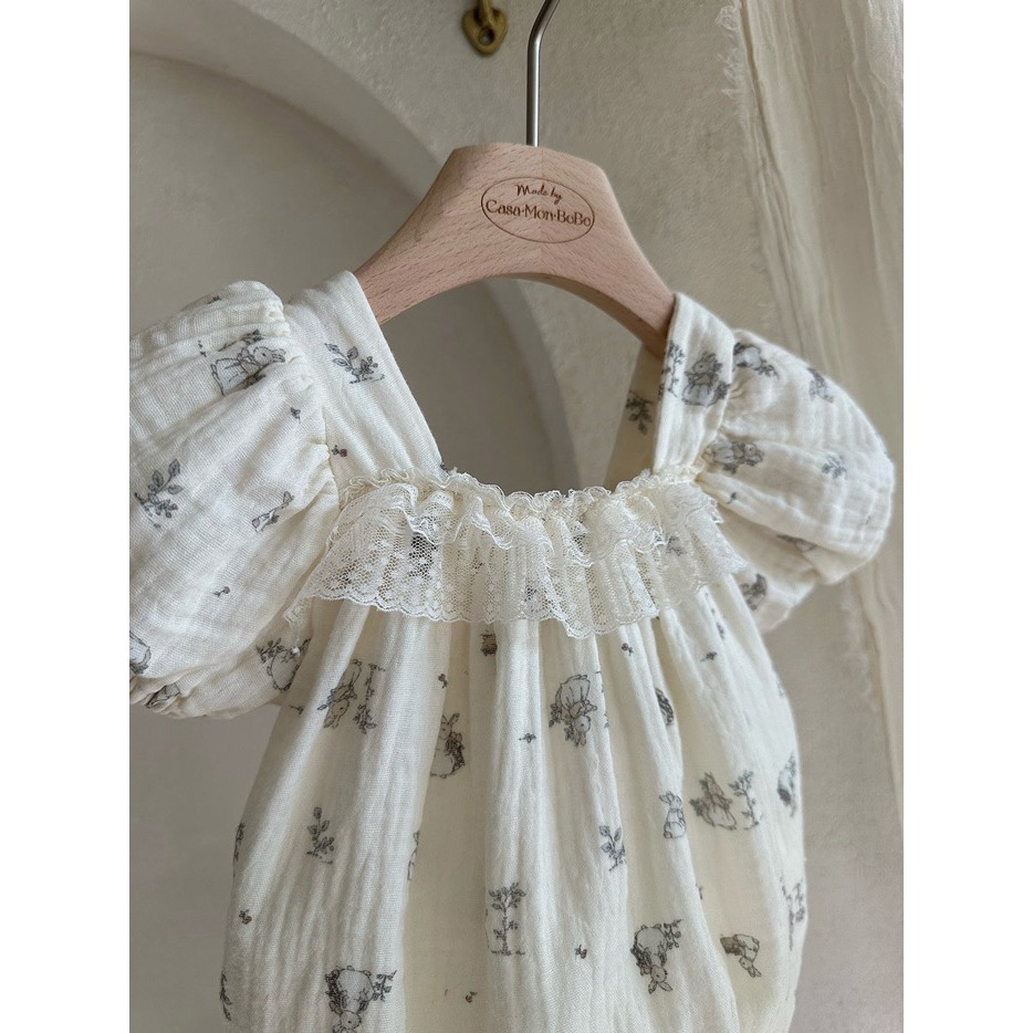 26夏 正韓 MONBEBE｜Little Château bunny 棉紗感 包屁衣 baby款-細節圖4