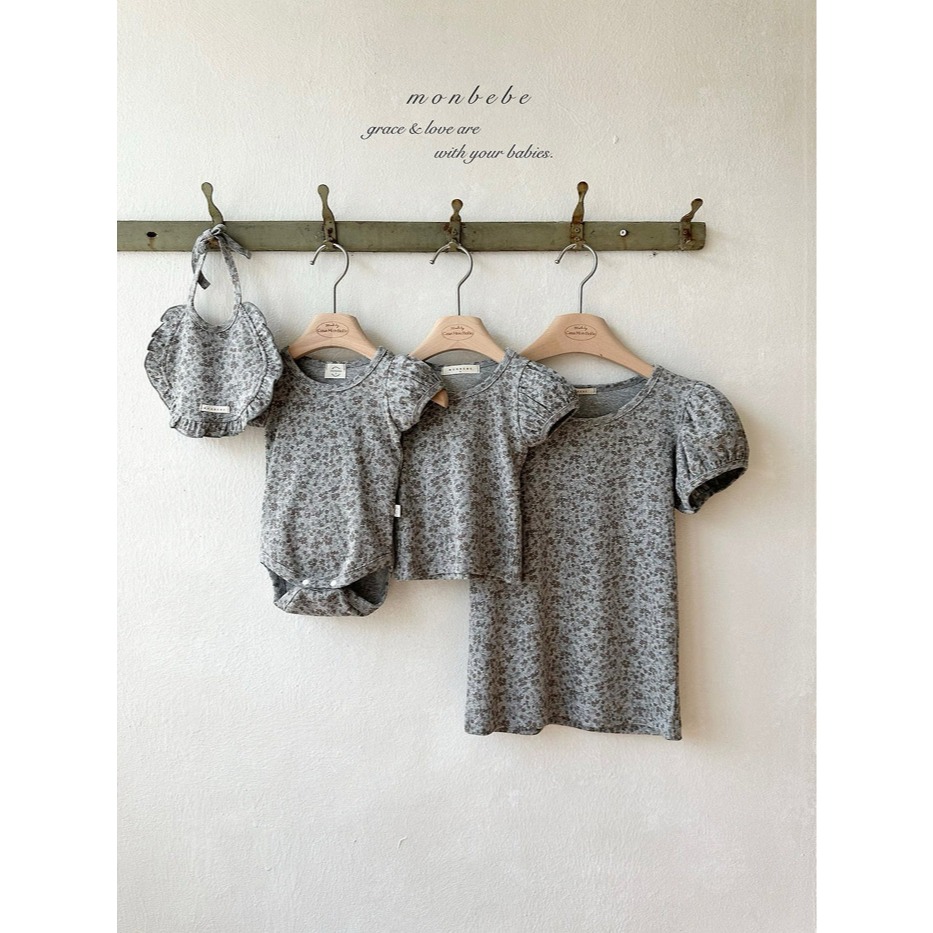 26夏 正韓 MONBEBE｜Little Château 質感碎花 包屁衣 附兜兜 baby款-細節圖5