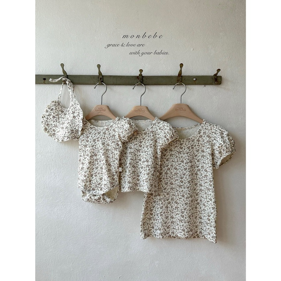 26夏 正韓 MONBEBE｜Little Château 質感碎花 包屁衣 附兜兜 baby款-細節圖6