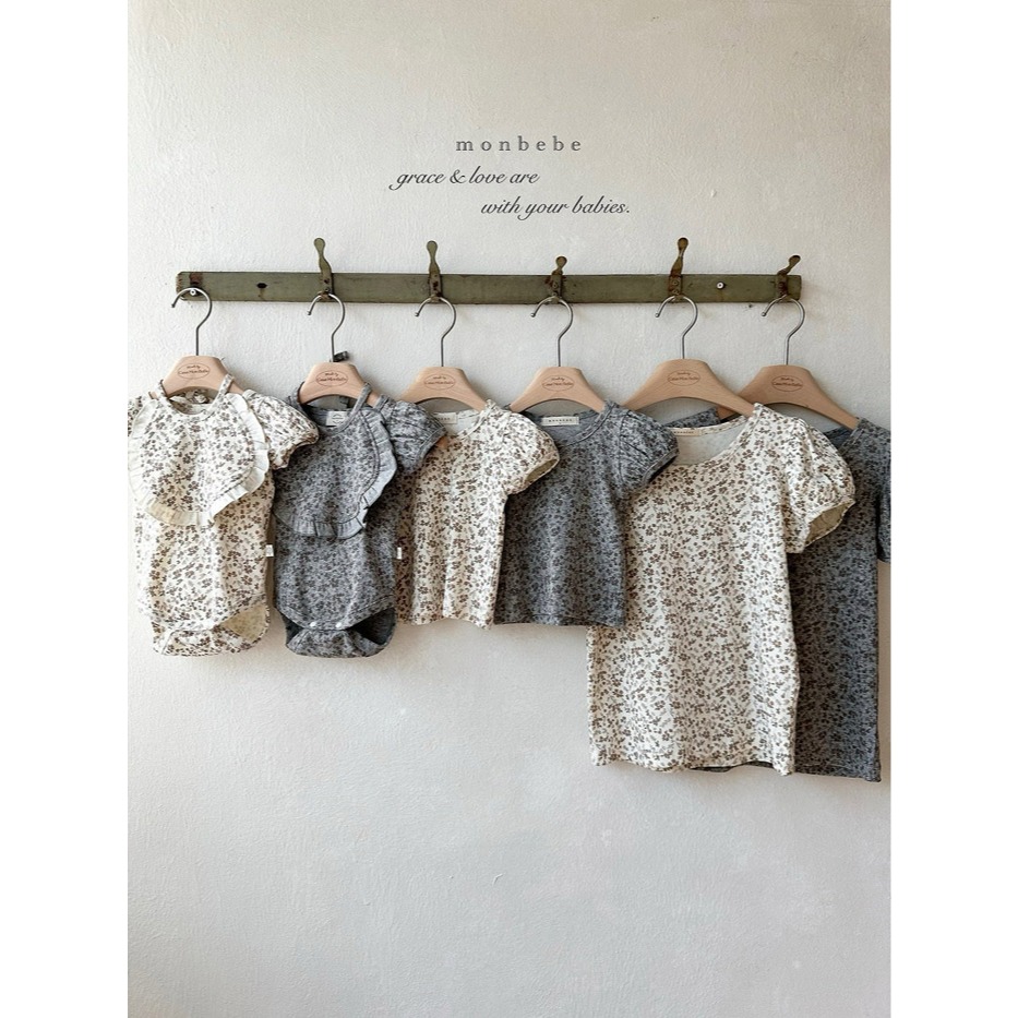 26夏 正韓 MONBEBE｜Little Château 質感碎花 包屁衣 附兜兜 baby款-細節圖7