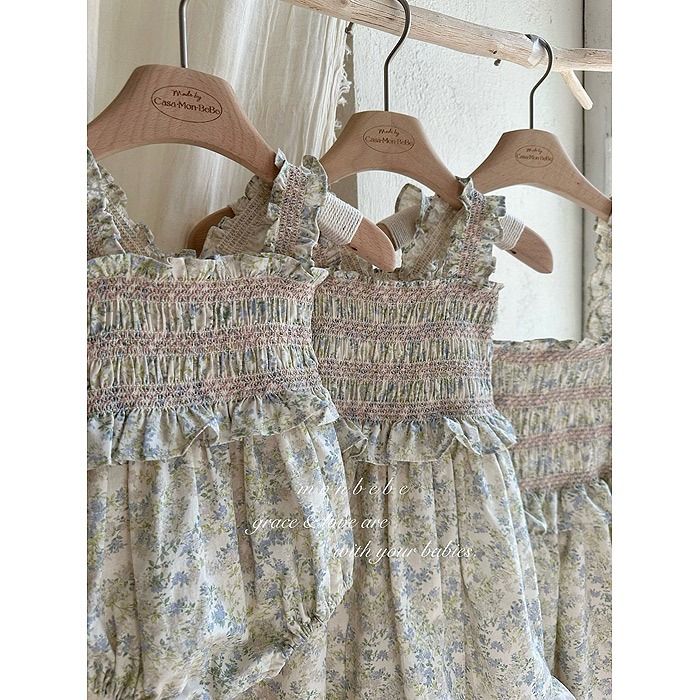 26夏 正韓 MONBEBE｜Little Châteaus 普羅旺斯 田園洋裝 親子款-細節圖3