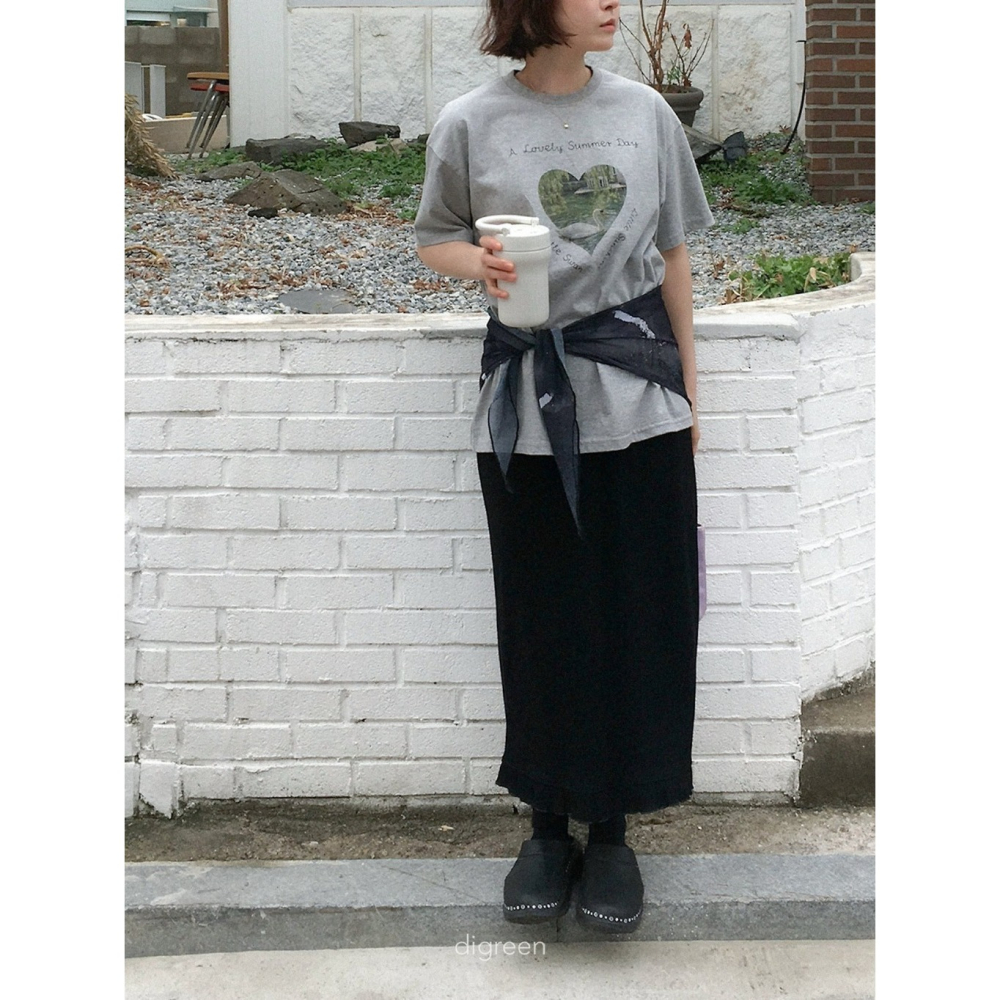 26夏 正韓 DIGREEN｜Daily Neutral  天鵝印花短T 親子款-細節圖4