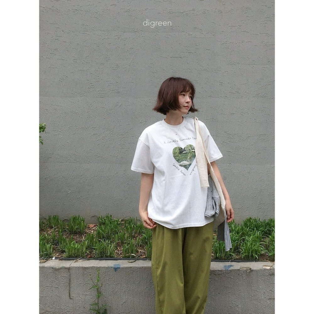 26夏 正韓 DIGREEN｜Daily Neutral  天鵝印花短T 親子款-細節圖5