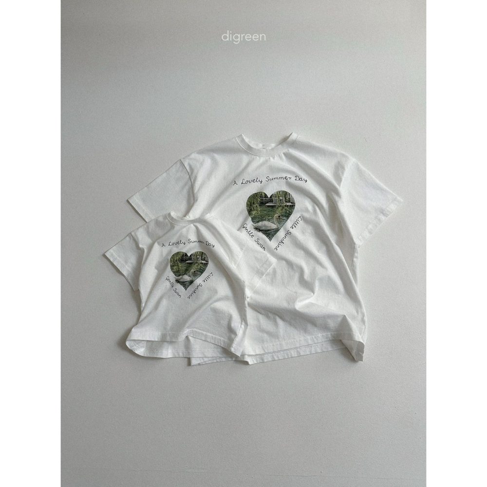 26夏 正韓 DIGREEN｜Daily Neutral  天鵝印花短T 親子款-細節圖7