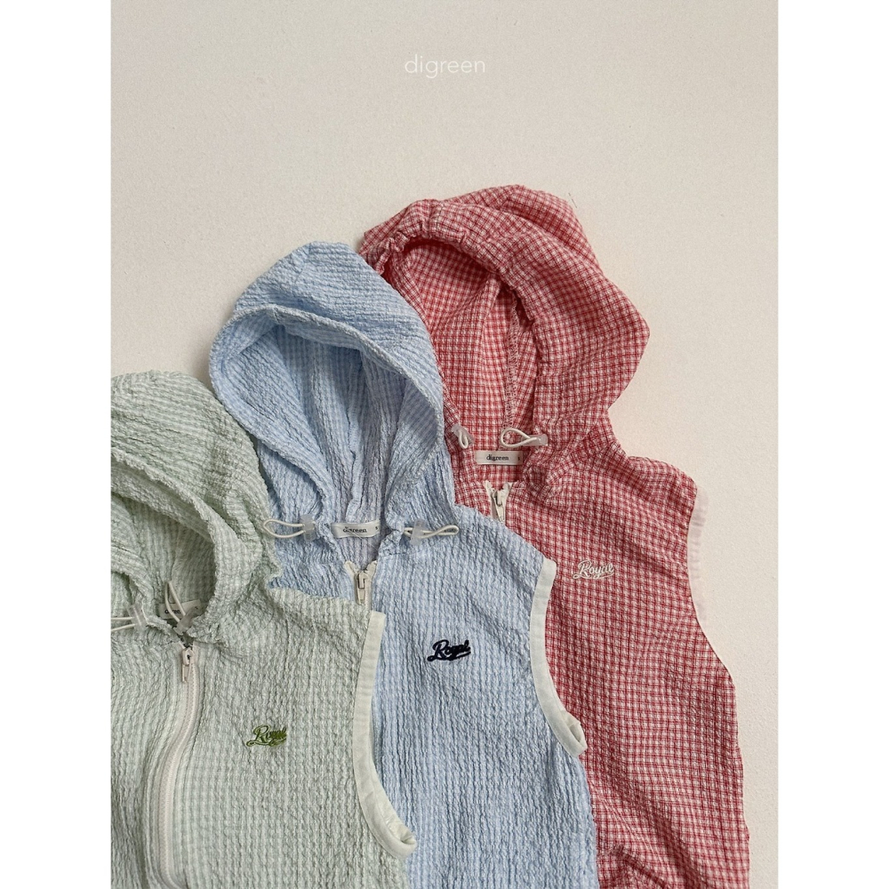 26夏 正韓 DIGREEN｜Daily Neutral 格紋連帽背心-細節圖2