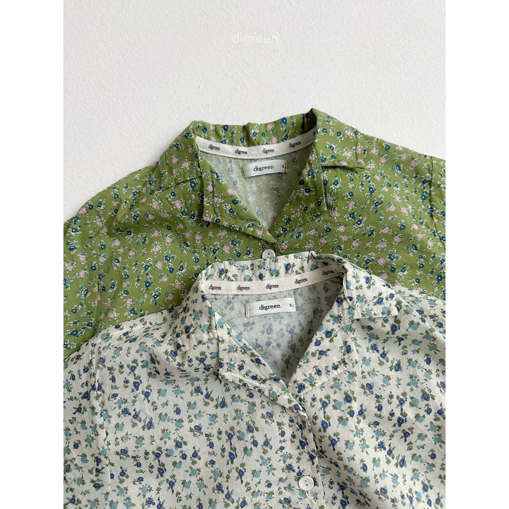 26夏 正韓 DIGREEN｜Daily Neutral 要去墾丁 小碎花 短袖襯衫-細節圖2