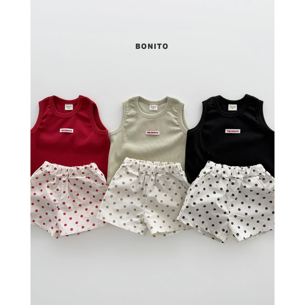 26夏 正韓 Bonito 點點兩件式 無袖套裝-細節圖2
