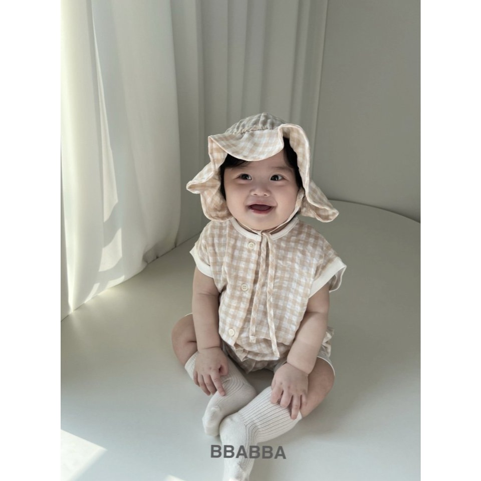 26夏 正韓 Bbabba ｜Cream Baby 童趣熊熊 格紋連身衣-細節圖2