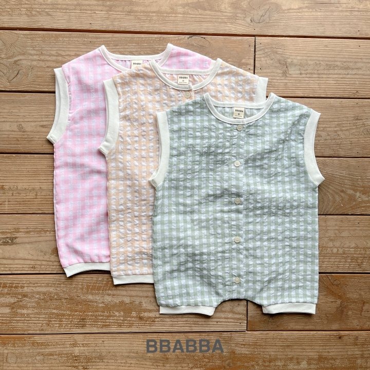 26夏 正韓 Bbabba ｜Cream Baby 童趣熊熊 格紋連身衣-細節圖6