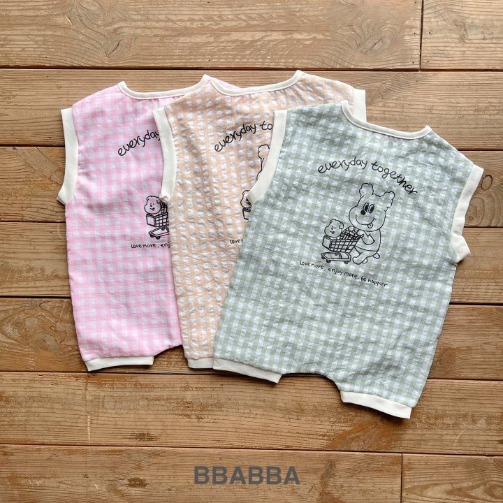 26夏 正韓 Bbabba ｜Cream Baby 童趣熊熊 格紋連身衣-細節圖7