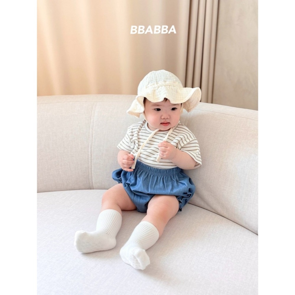26夏 正韓 Bbabba ｜Cream Baby 羅紋 條紋上衣 寶寶款-細節圖4