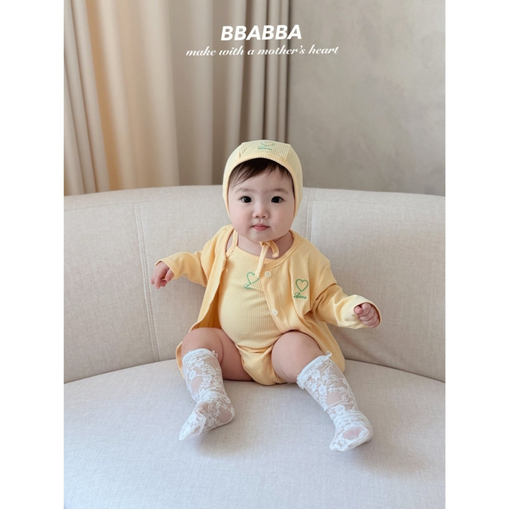 26夏 正韓 Bbabba ｜Cream Baby sweet heart 外套包屁衣-細節圖2