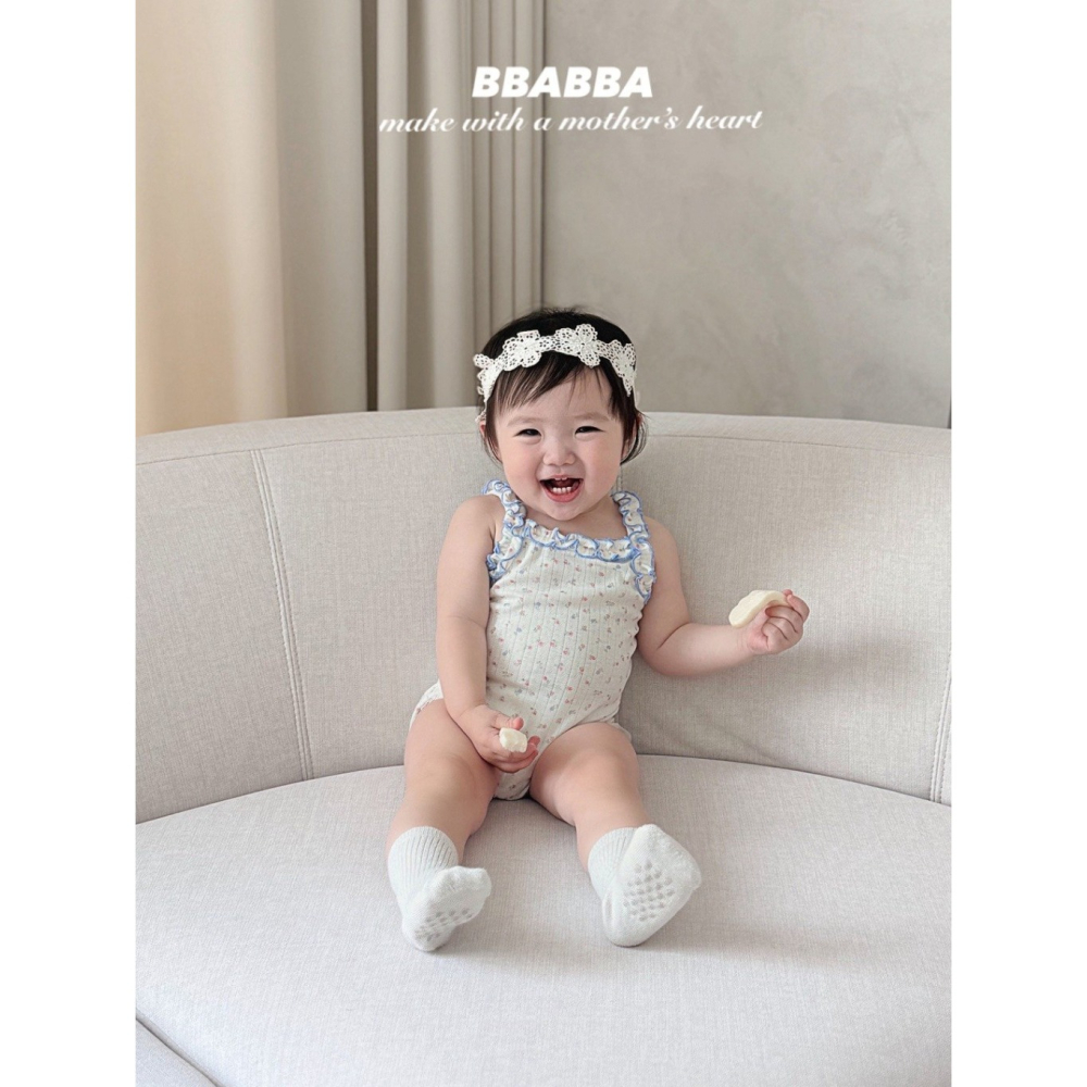 26夏 正韓 Bbabba ｜Cream Baby 小花花 清涼 包屁衣-細節圖2